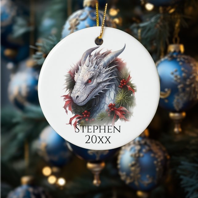 Holiday Christmas Fantasy Dragon Ceramic Tree Decoration (Creator Uploaded)
