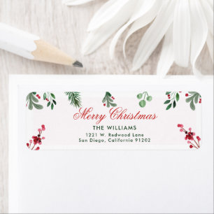Holiday Christmas flowers Return Address