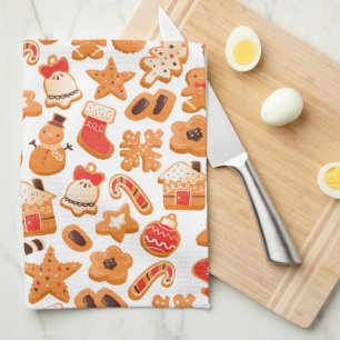 Holiday Christmas Gingerbread Cookies Tea Towel