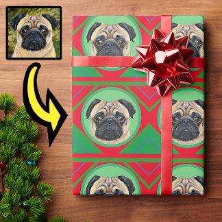 Holiday Christmas Green and Red with Your Photo Wrapping Paper