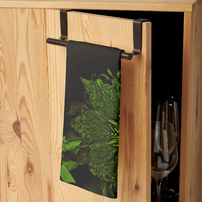 Holiday Christmas Green Floral Kitchen Towels (Thirds Fold)