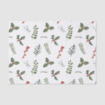Holiday Christmas Greenery and Holly Berry Tissue Paper<br><div class="desc">Beautiful watercolor greenery and red berries come together in this lovely tissue paper. Use for all your gift wrapping and crafts this holiday season.</div>
