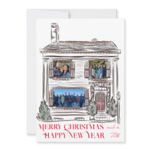 Holiday Christmas House Flat Card