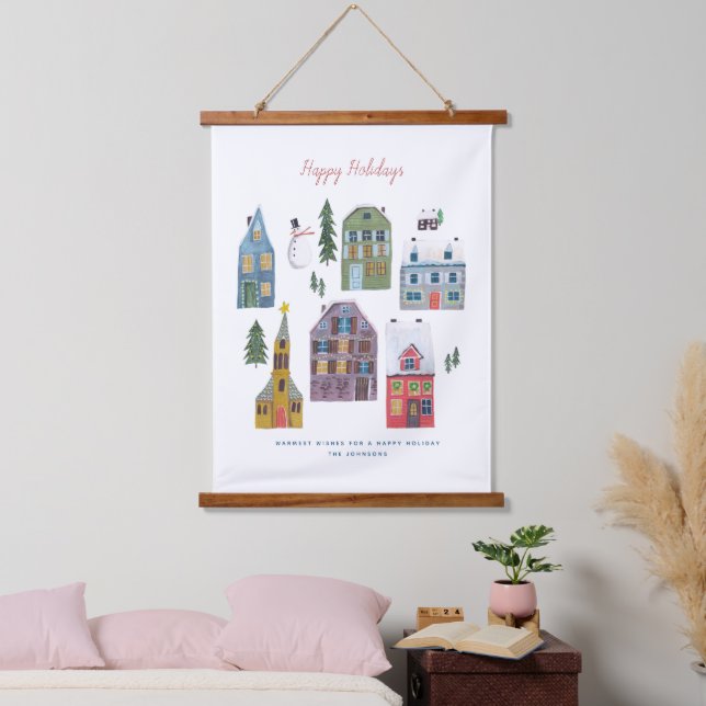 Holiday Christmas Houses |  Hanging Tapestry (Bedroom)