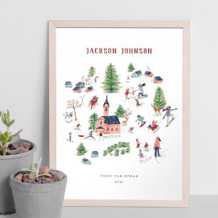 Holiday Christmas Houses Poster Art Print