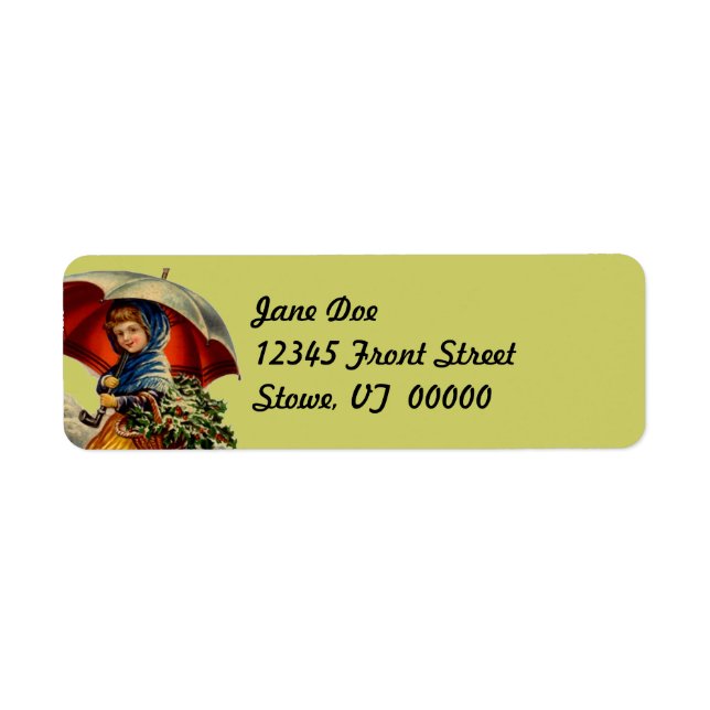 Holiday Christmas Ivy Basket Vintage Address Label (Front)