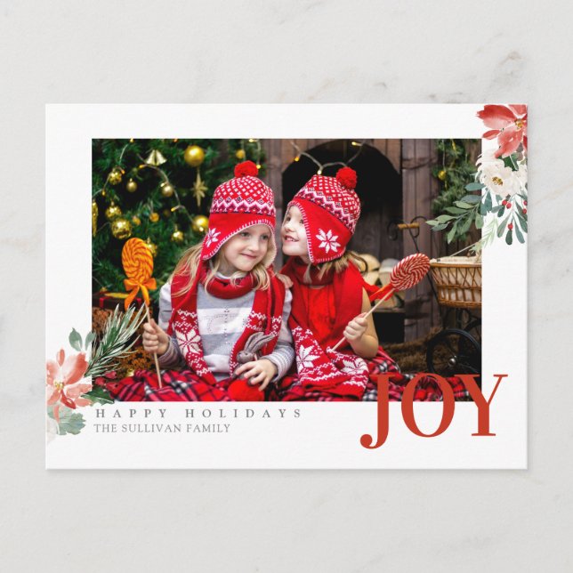 Holiday Christmas Joy Photo Greeting Postcard (Front)