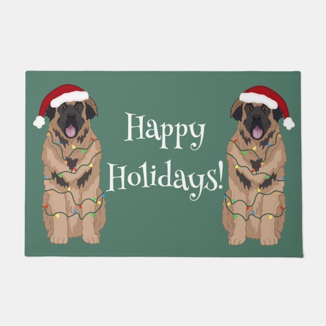 Holiday Christmas Leonberger Doormat (Front)