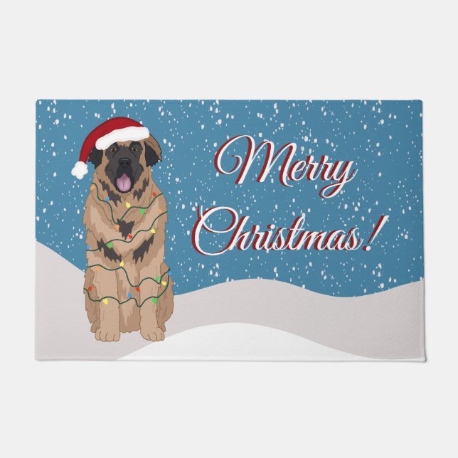 Holiday Christmas Leonberger Doormat (Front)