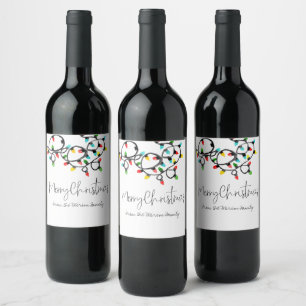 Holiday christmas light Christmas wine label