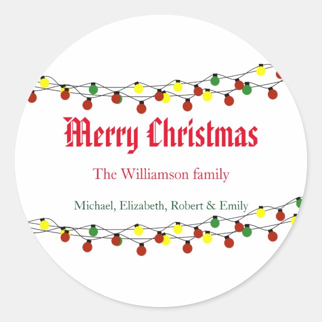Holiday Christmas Lights Classic Round Sticker (Front)