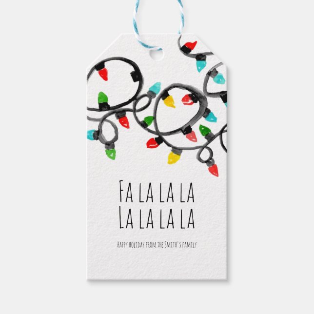 Holiday christmas lights simple gift tag (Front)