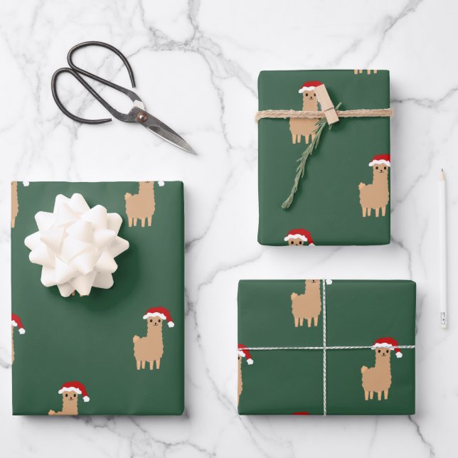 Holiday Christmas llama pattern jolly fun Wrapping Wrapping Paper Sheet (Front)