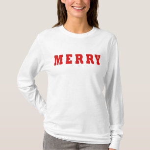 Holiday Christmas Merry red font stylish trendy T-Shirt