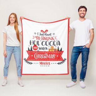 Holiday Christmas Modern Graphic Typography Fleece Blanket