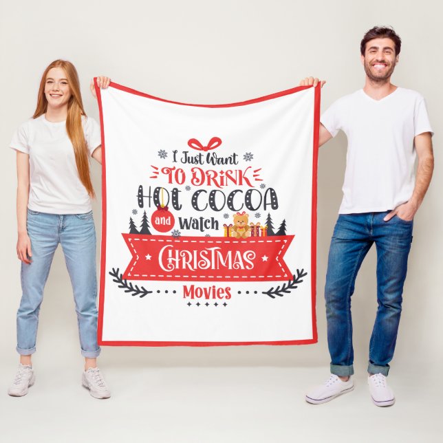 Holiday Christmas Modern Graphic Typography Fleece Blanket (In Situ)
