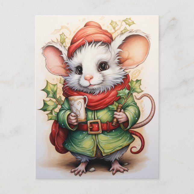 Holiday Christmas Mouse with hollies (Front)