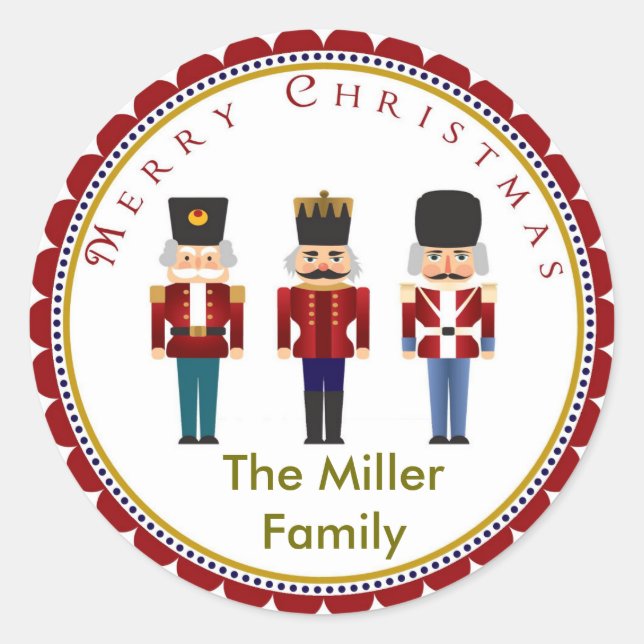 Holiday Christmas Nutcracker Trio Stickers Labels (Front)