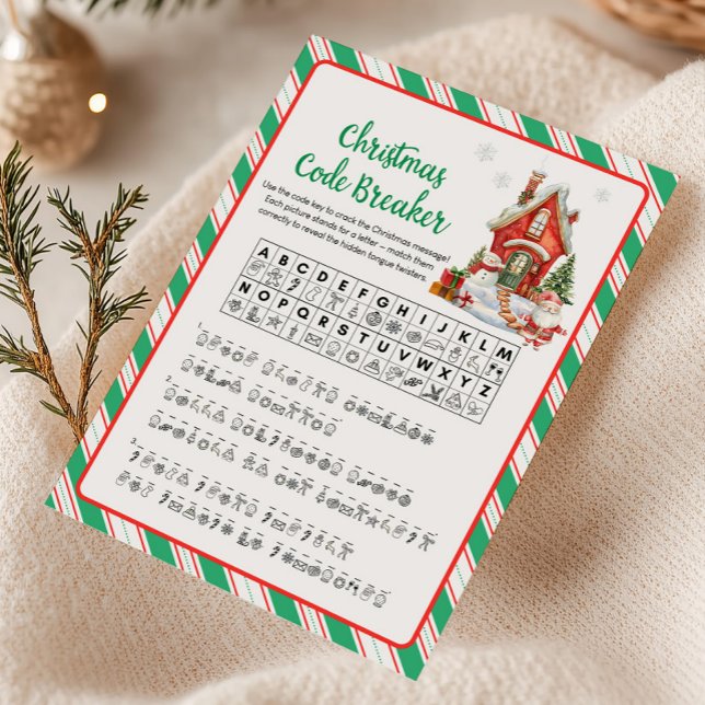Holiday Christmas Party Code Breaker Game  Card (Christmas Party Games)