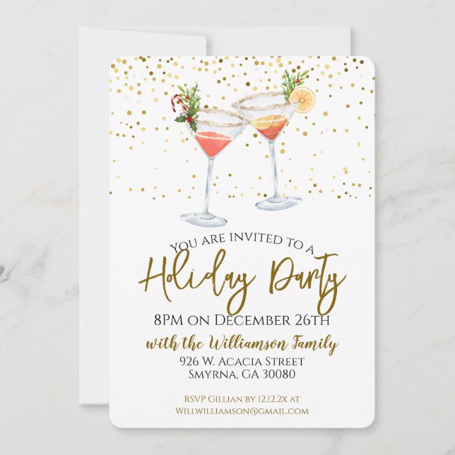 Holiday Christmas Party Festive Cocktail Invitation (Front)