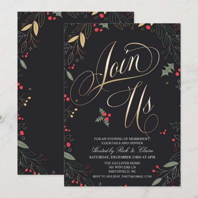 Holiday Christmas Party Invitation (Front/Back)