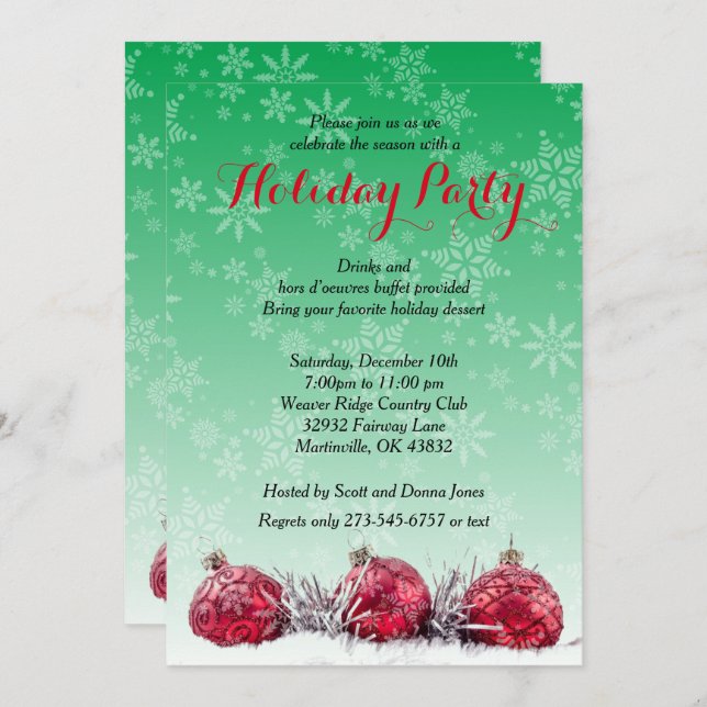 Holiday Christmas Party Invitation (Front/Back)