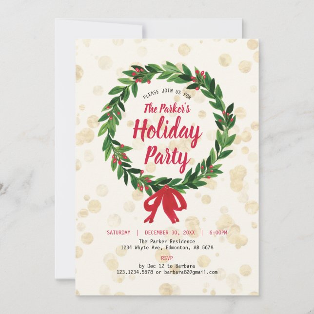 Holiday / Christmas Party Invitation Card (Front)