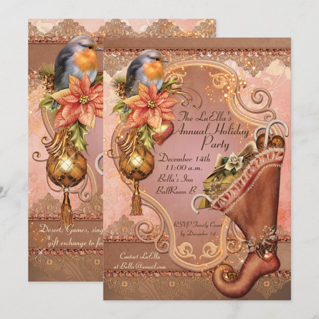 Holiday Christmas Party Invitations (Front/Back)