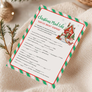 Holiday Christmas Party Mad Libs Game Card