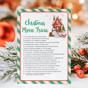 Holiday Christmas Party Movie Trivia Game Card