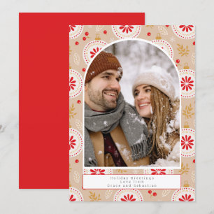 Holiday Christmas Pattern Photo Personalised Card