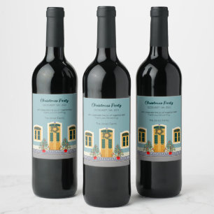 Holiday Christmas Portuguese festive House Wine Label
