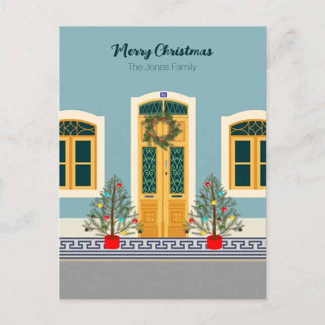 Holiday Christmas Portuguese House Postcard (Front)