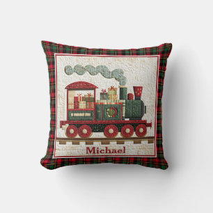 Holiday Christmas Quilted Train I Kids Gifts Cushion
