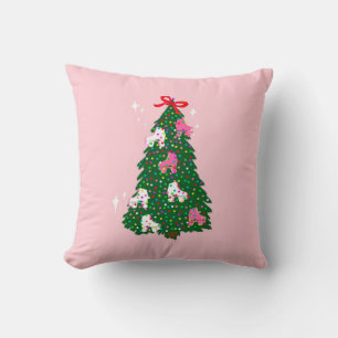 Holiday Christmas Roller Skating Xmas Pink Cushion
