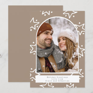 Holiday Christmas Star Pattern Photo Personalised Card