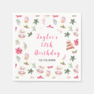 Holiday Christmas Tea Birthday Party Pink Napkin