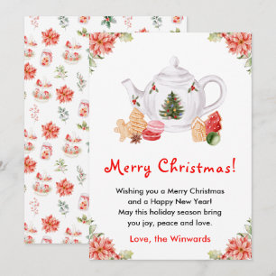 Holiday Christmas Tea Red Merry Christmas Card