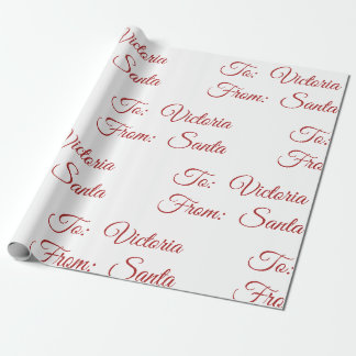 Holiday Christmas To And From Santa Personalised Wrapping Paper
