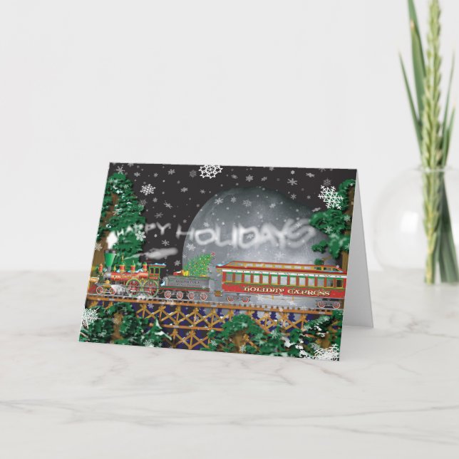 Holiday Christmas train greeting card (Front)