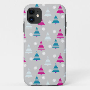 Holiday Christmas tree blue pink simple Case-Mate iPhone Case