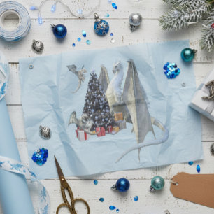 Holiday Christmas Tree Ice Dragon with Babies  Tissue Paper