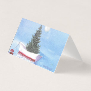 Holiday Christmas Tree in Dory Rowboat Folded Card