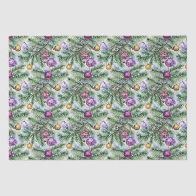 Holiday Christmas Tree Ornaments Tissue Paper (Front)