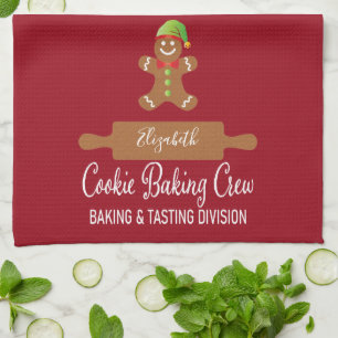 Holiday Christmas Typography Gingerbread Baking Tea Towel