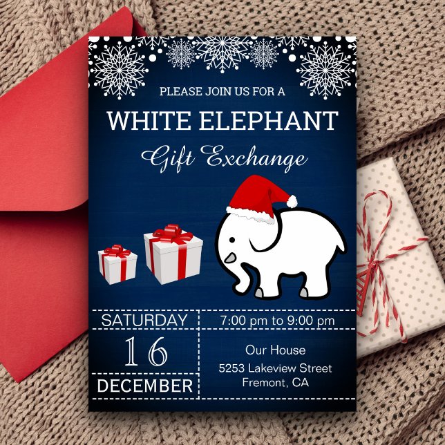 Holiday Christmas White Elephant Gift Exchange Invitation (Creator Uploaded)