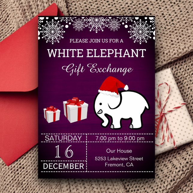 Holiday Christmas White Elephant Gift Exchange Invitation (Creator Uploaded)