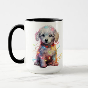 HOLIDAY CHRISTMAS WHITE POODLE PUPPY DOG MUG
