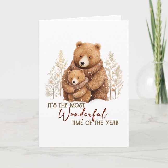 Holiday Christmas Winter Bear BLANK  Card (Front)