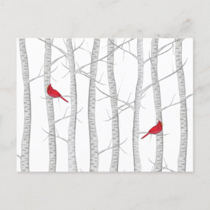 holiday Christmas Winter Red Cardinal Woodland Postcard